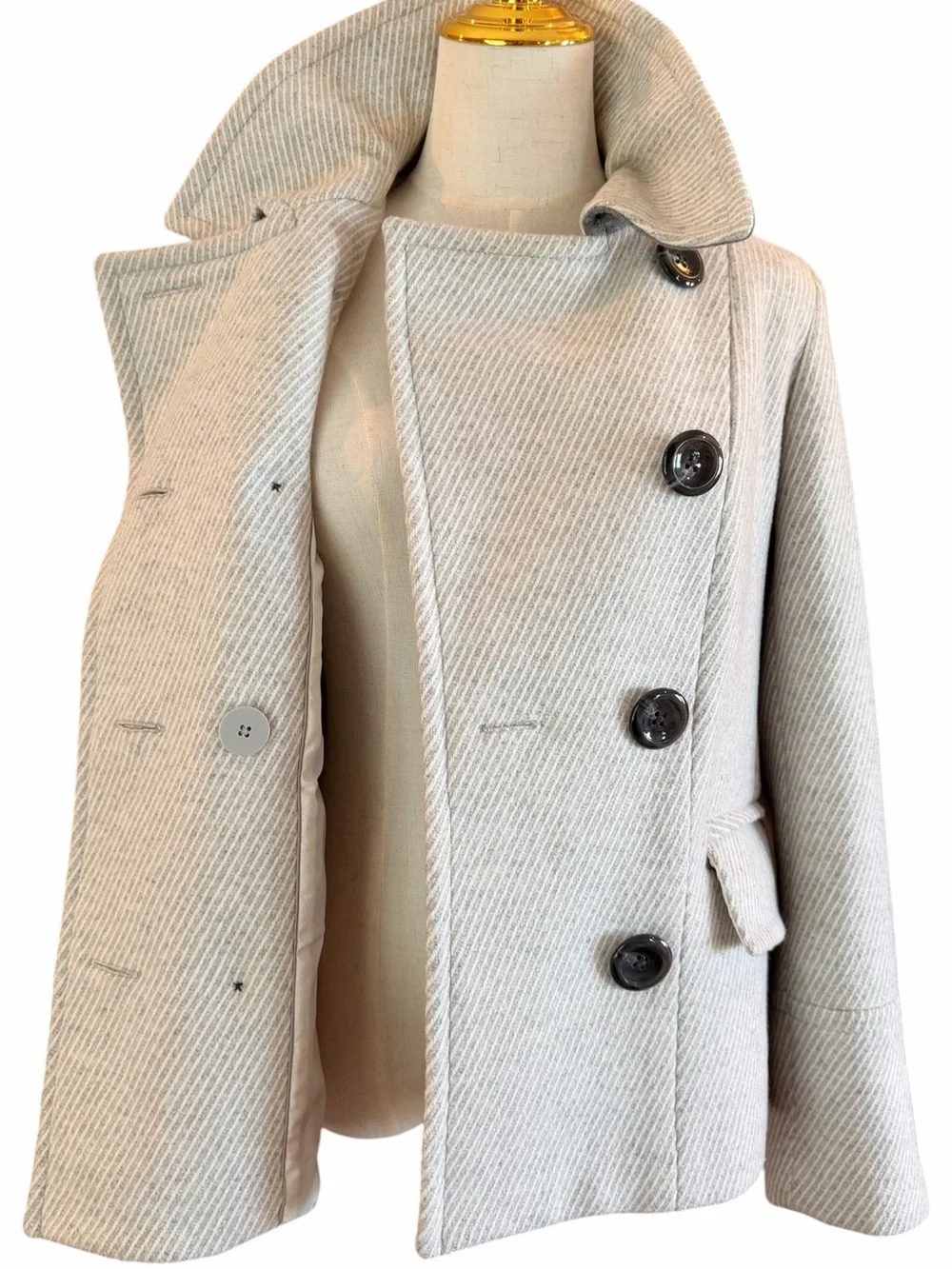 Banana Republic Wool Blend Double Breasted Peacoat Gray Size M
